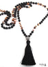 Boho Necklace, RH Amazonite Jasper, Lariat Silver Ball Green Brown Natural Stone